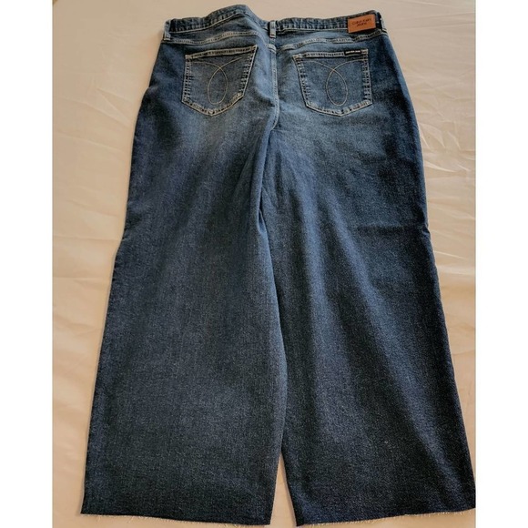 Calvin klein boho high rise wide leg cropped raw released hem jeans plus size 20 - Picture 10 of 13